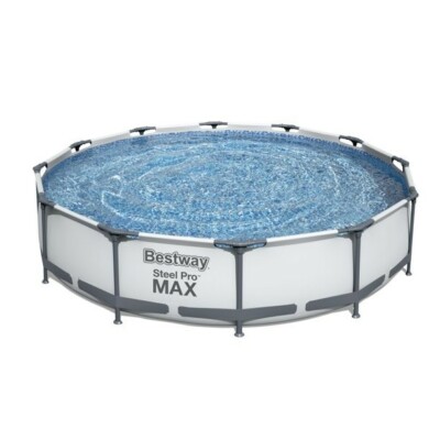 Bestway Steel Pro Max 12ft x 30in Frame Round Above Ground Swimming Pool w/ Pump