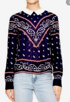 GORGEOUS Sandro Paris Papillion Bandana print Western top SzS Price firm