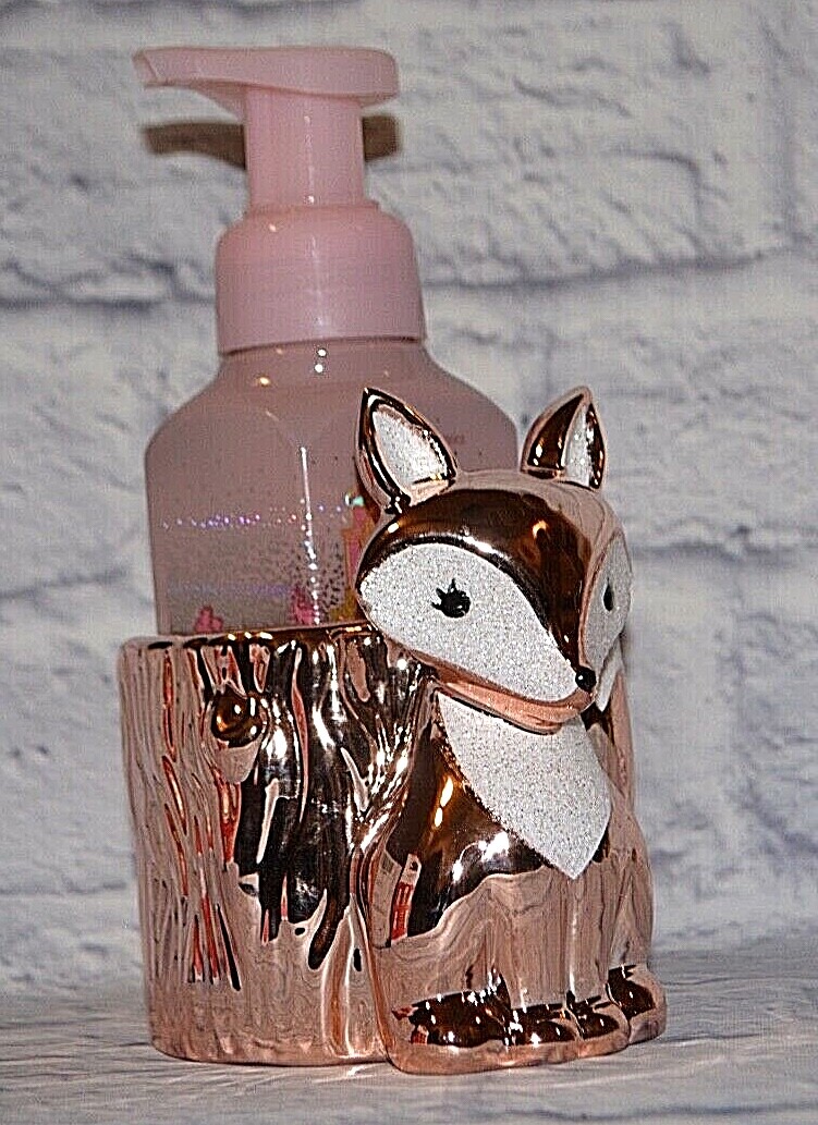 BATH & BODY WORKS GLITTERY FOX FOAMING HAND SOAP TREE STUMP HOLDER