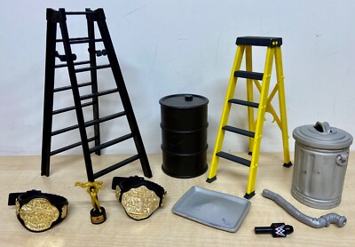 Set WWE Wrestling Figuren Zubehör inkl. 2x Leiter & 2x Championship Gürtel