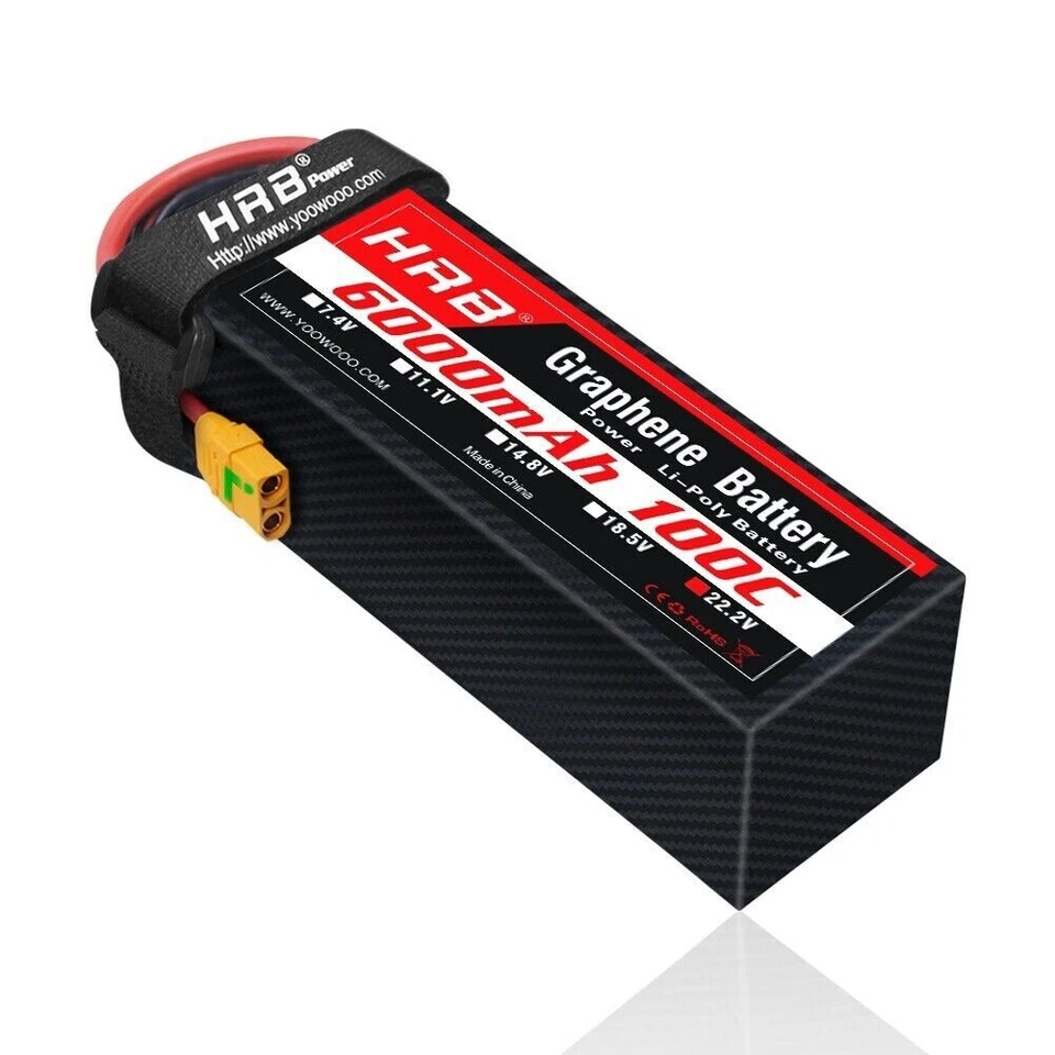 2x Graphene HRB 6s 22.2V 6000mAh XT90S Lipo Battery for RC Helicopter Airplane - Bild 2 von 4