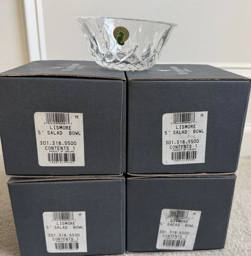 Vtg Waterford Lismore Crystal 5” Salad Bowl  signed  SET OF 4  NIB