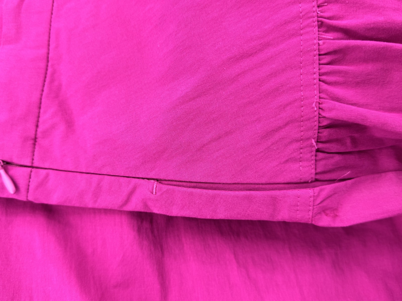 M&S Womens A Line Skirt UK 22 Regular Fuchsia Pink Cotton Stretch Gathered Midi image 2
