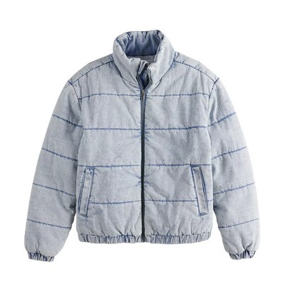 POPSUGAR Stone Washed Demin Puffer Jacket (M), New with Tags, Ships Free