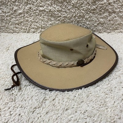 Barmah Canvas 1057 Boonie Bucket Panama Hat Beige 7 5/8 Mesh Airflow Foldaway
