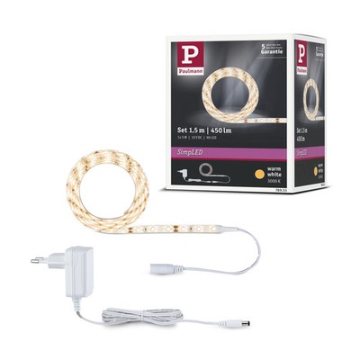 SimpLED LED Strip Warmweiß Komplettset 1,5m beschichtet 5W 300lm/m 60 LEDs/m 300