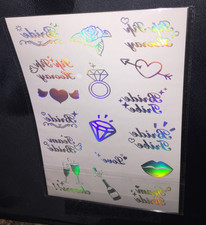 Temporary Tattoo sheets Metallic 9"x6" sheets Wedding color shfit iridescent 34