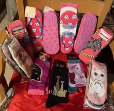NEW 44PR LOT NOVELTY CAT SOCKS BALLERINA ANKLE NO SHOW BOUNDARIES BIG BANG NIP