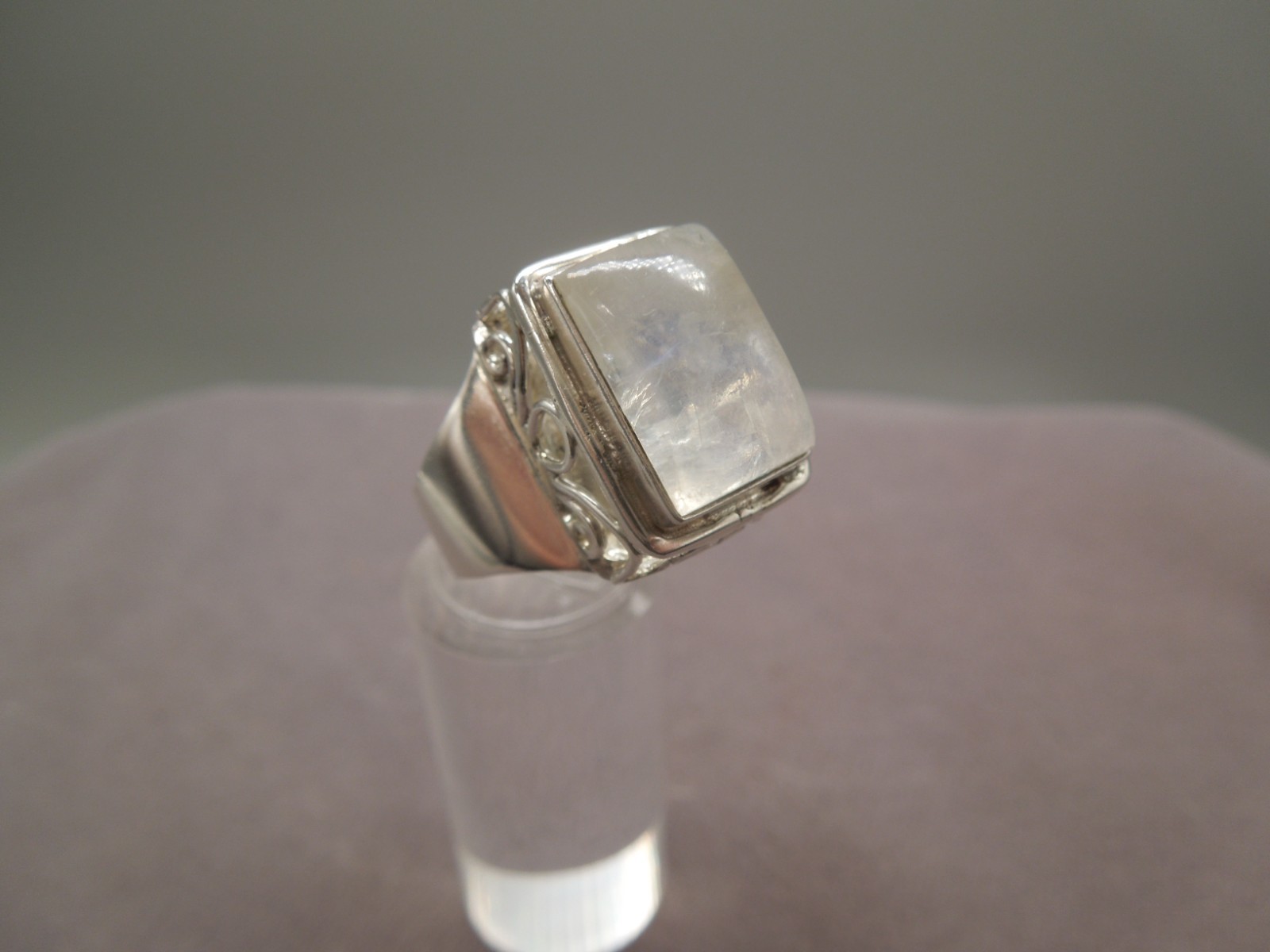 Sterling Silver Large Rectangular Moonstone in Hi… - image 2