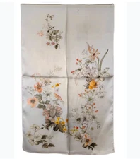 100% Silk mulberry Scarf Women neckerchief Shawl Wrap floral beige yellow HD1-54