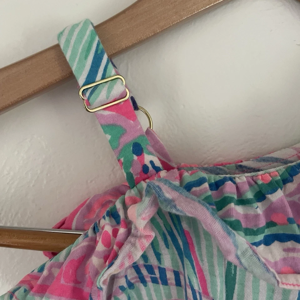 Lilly Pulitzer Octavia Maxi Dress Girls Size S (4-5) Shoulder Ruffle Raz Berry - Image 3 of 4