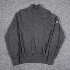 Footjoy Sweater Mens M Black Wool Golf 1/4 Zip Long Sleeve Lined Embroidered