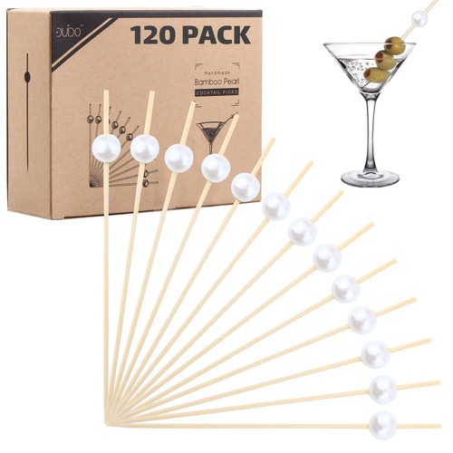 Bamboo Cocktail Picks Skewers Toothpicks - (Pack of 120) 4.75 Inch White Pear...