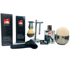 G.B.S Men’s Grooming Shaving Set 9 Pieces, Butterfly Razor, Bowl with Soap,... 