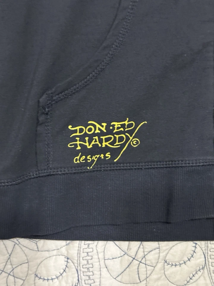 Ed Hardy Christian Audigier Womens Skull Zip Knit Hoodie Size L  Black - Image 4 of 4