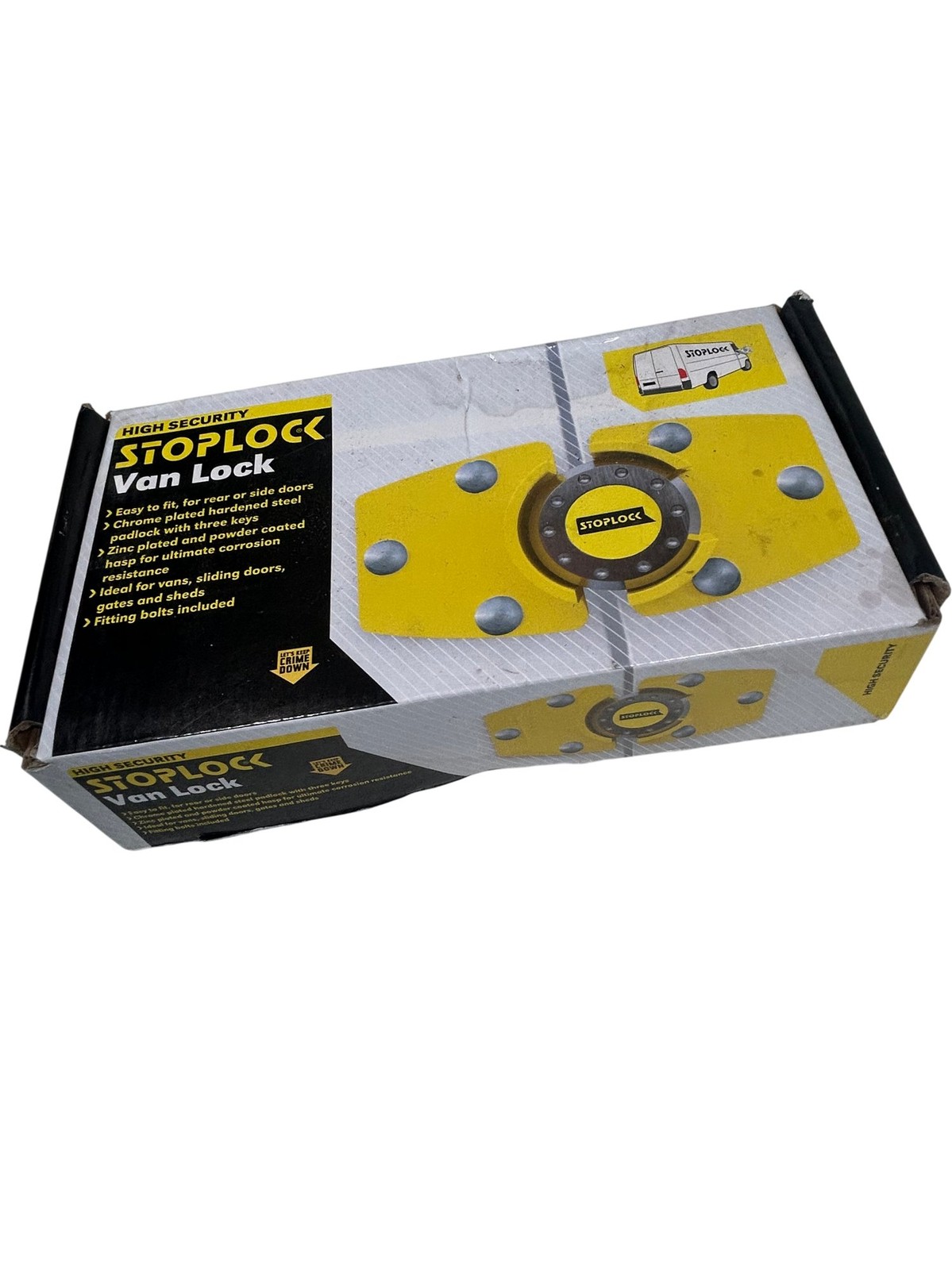 Stoplock Van Lock High Security Chrome Steel Padlock with Keys