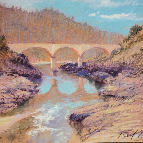 Reif Erickson - No Hands Bridge - Stampa Giclée firmata Cali paesaggio fiume - Foto 3 di 8