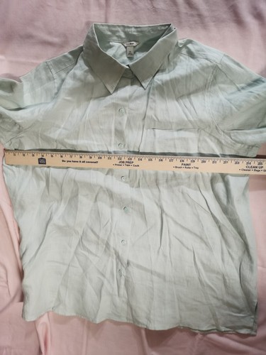 Camicia donna LL Bean 100% lino verde con bottoni manica lunga 1X - Foto 3 di 6