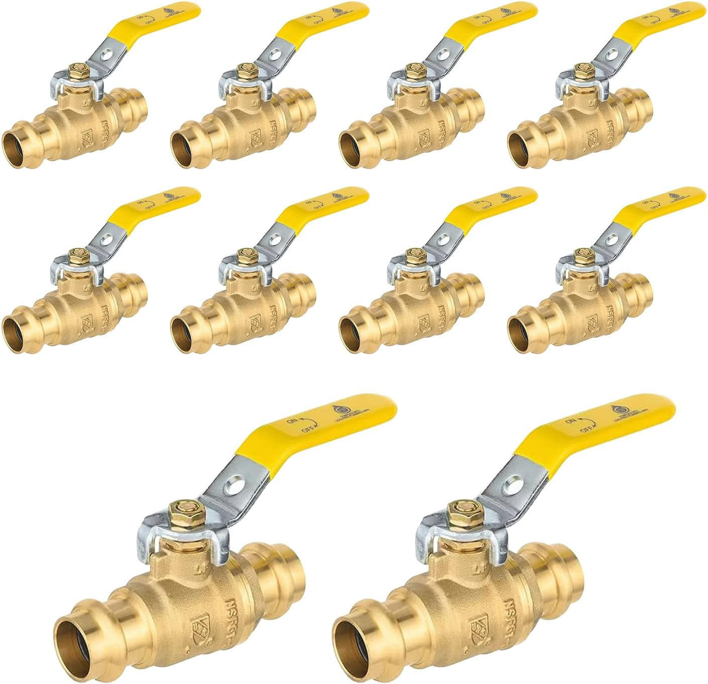 (Pack of 10)  3/4" Copper Press Ball Valve with EPDM O-Ring,1/4- Turn Full Port