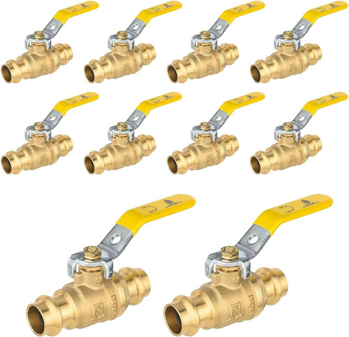 (Pack of 10)  3/4" Copper Press Ball Valve with EPDM O-Ring,1/4- Turn Full Port
