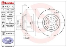 2X 08.C501.11 BREMBO Bremsscheibe für AUDI,AUDI (FAW),CUPRA,SEAT,SKODA