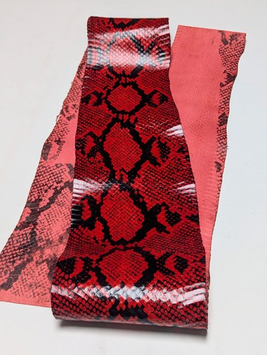 Python Printed Elaphe Snake Skin Snakeskin Leather Red 5.25x56" - Picture 2 of 3