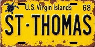 St. Thomas U.S. Virgin Islands Weathered 1968 Aluminum License Plate