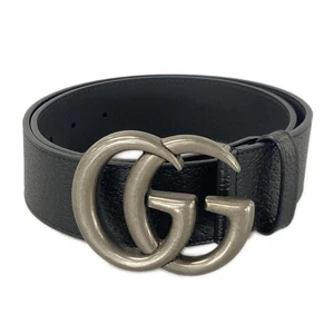 Auth GUCCI Ceinture Double G Large 406831 Ceinture Cuir Noir
