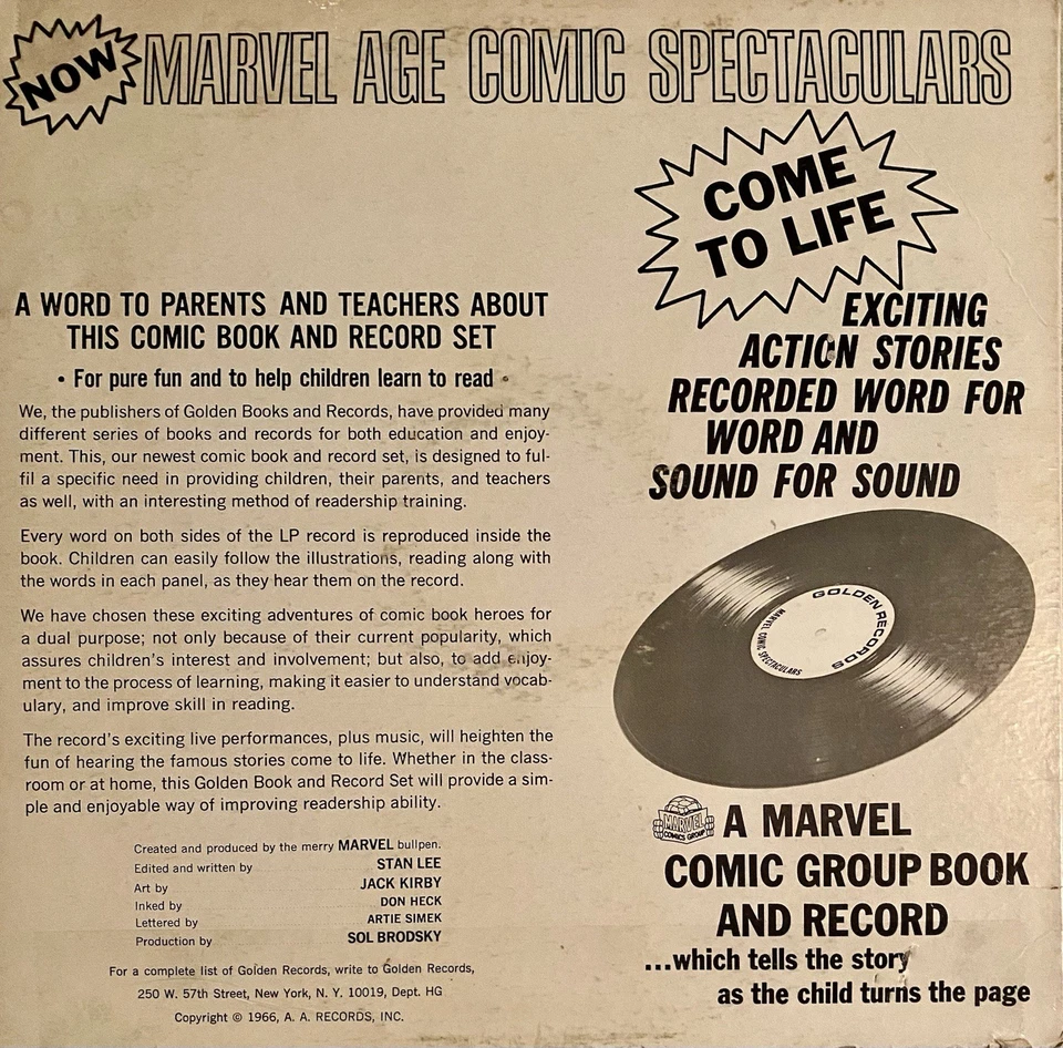 1966 Rare Marvel Age Journey Into Mystery Thor Vinyl Golden Record VG/VG - Image 2 of 4