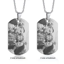 Personalize Custom Picture Photo Initial Women Men Necklace Pendant Dog Tag Gift