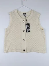 Future Collective Women’s Knit Vest W/ Chunky Buttons Cream Size XXL