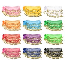 12Pcs Belly Dance Hip Scarf 55  x 9  , Women's Belly Dance Skirt, Multicolor