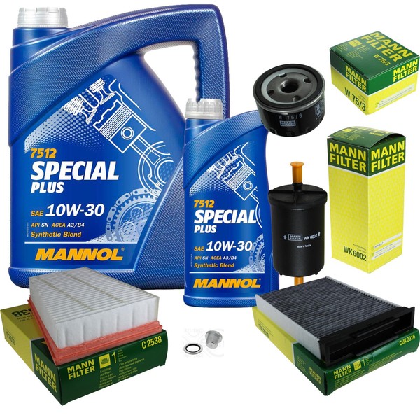 Mann Inspektionspaket 6L Mannol Special Plus 10W-30 FüR Renault Megane II-image