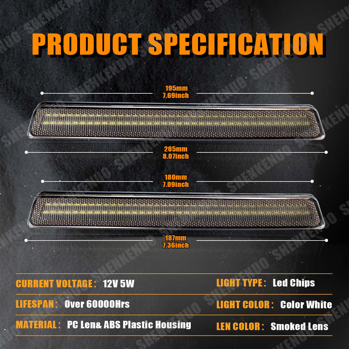 For 2015-2023 Dodge Challenger Front Rear Fender LED Side Marker Light Set 4PC