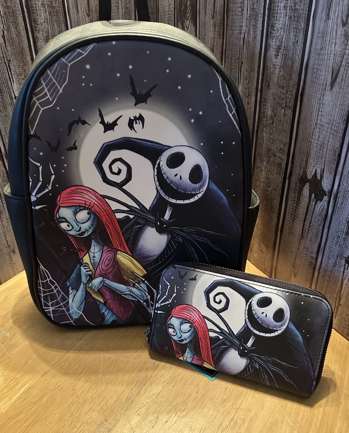 Loungefly Disney Mini Backpack and Wallet Nightmare Before Christmas Jack and Sally