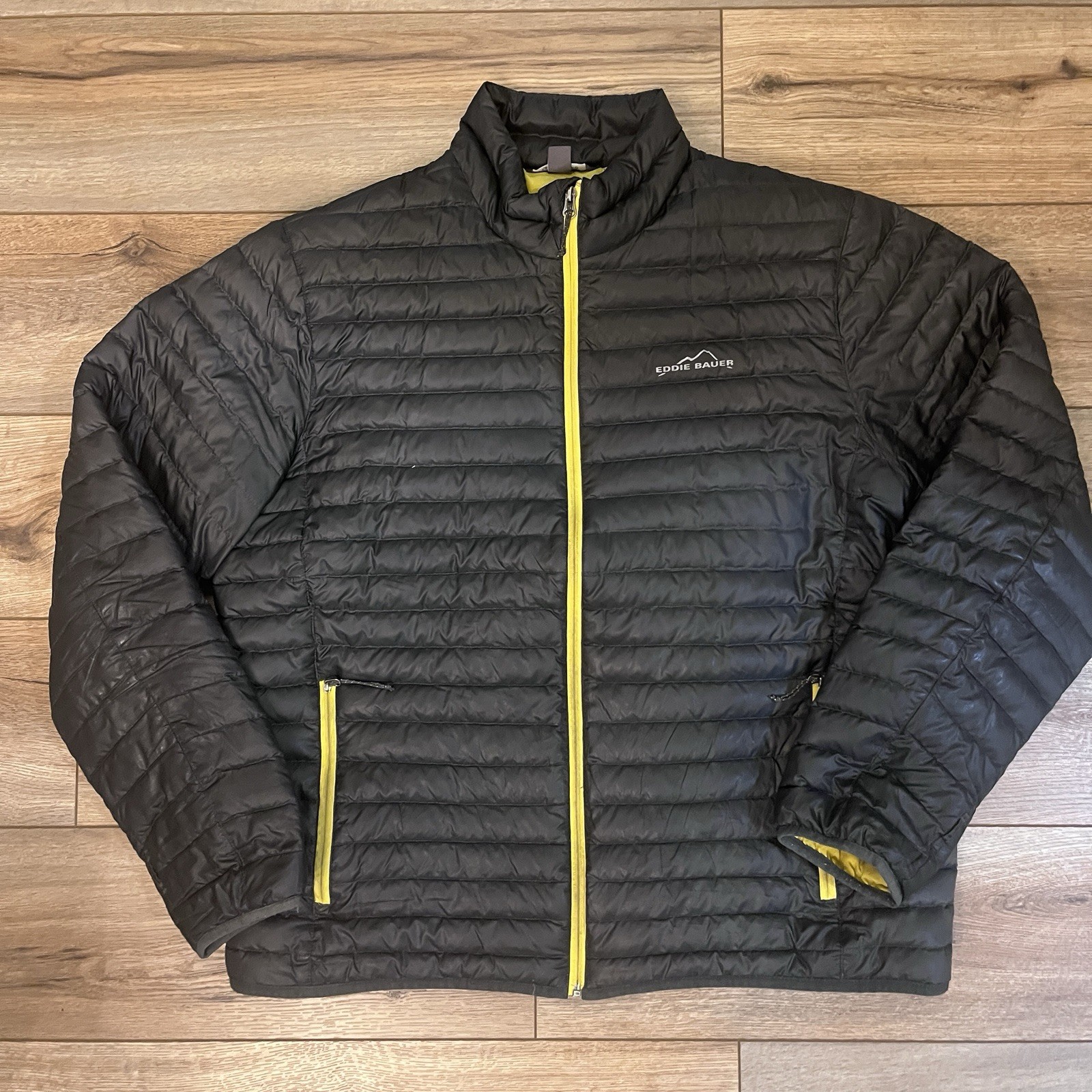 Eddie Bauer Gray EB650 Down Puffer Full Zip Lightweight Jacket Coat Men's XL
