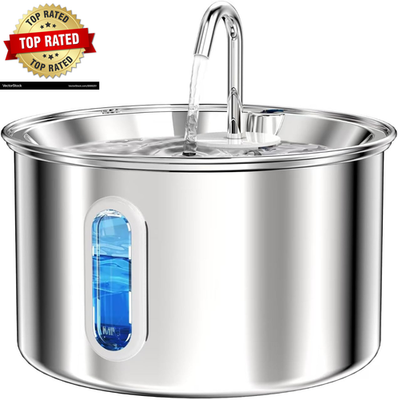 #ad Stainless Steel Cat Water Fountain Corded 3L 101Oz Pet Water Fountain Dog Wate $22.95