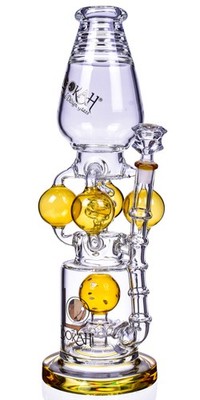 THICK 17'' QUAD Chamber BIG Bong Lookah  Glass Water Pipe TALL Hookah AMBER *USA*