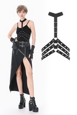 Dark In Love Women Black Gothic Steampunk Rib Cage Grommet Waist Cincher