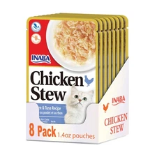INABA Chicken Stew Complement/Topper/Treat for Cats, Eight 14 oz Pouches