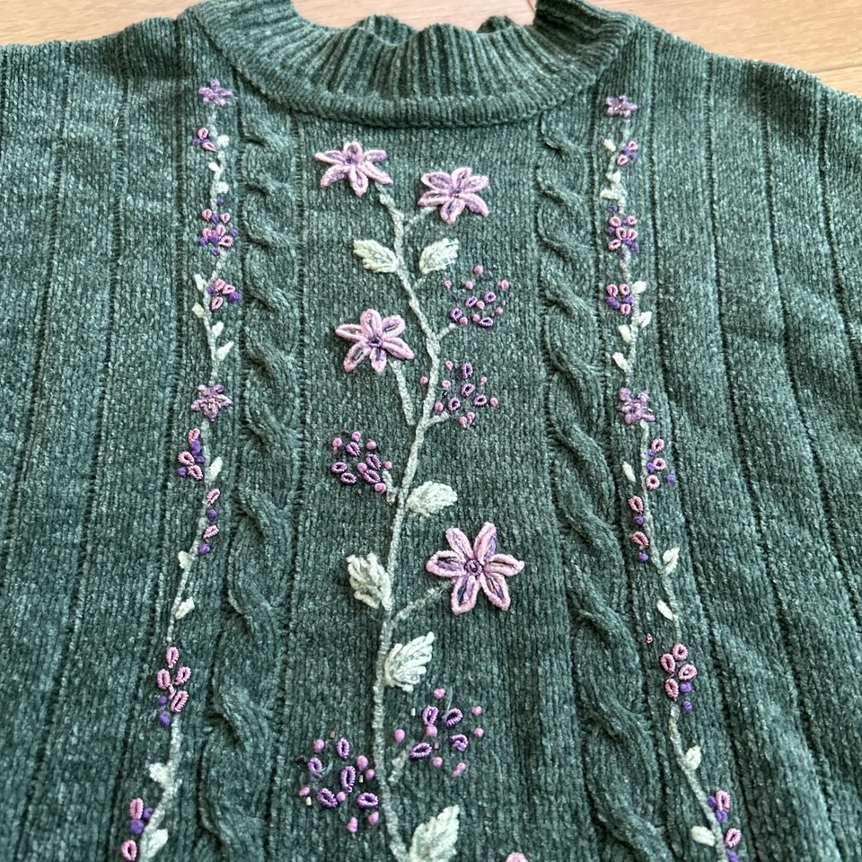 Suéter De Colección Alfred Dunner Floral Bordado Chenille Talla 2X Abuela Cottagecore Foto 4 de 4