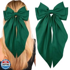 STGDAK Green Bow Hair Clips Big Bow Barrettes Long Ribbon Mardi Gras Bowknot ...