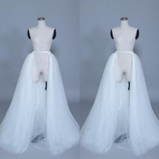 Wedding Detachable Train White Ivory Bridal with Bow Ball Gown Overskirt
