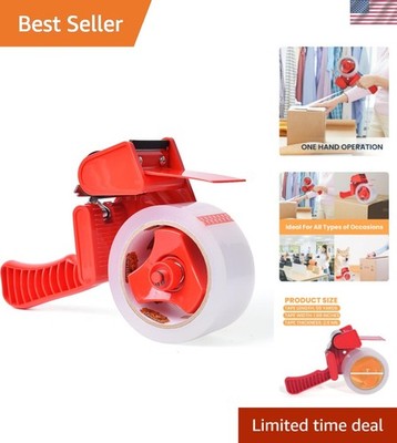 Crystal Clear Packing Tape with Easy Dispenser - 2.6mil, Perfect for Shipping
