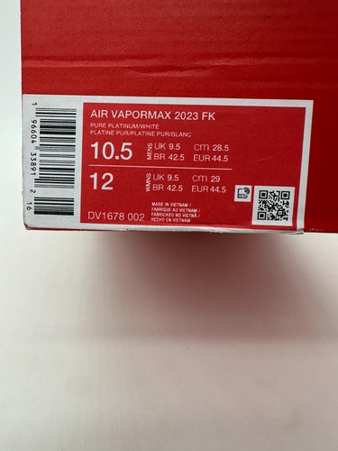Nike Air Vapormax 2023 Flyknit Men's Size 10.5 Pure Platinum Shoes DV1678 002 - Picture 6 of 6