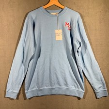 Roller Rabbit Campus Lovely Monkey Crewneck Powder Blue Sweatshirt Large NEW