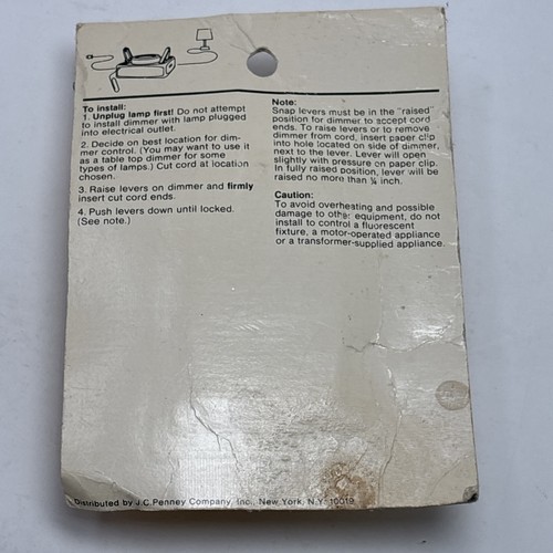 Vintage JCPenney Lamp Cord Dimmer Switch 849-0498 New Old Stock Super Rare 80s - Picture 5 of 10