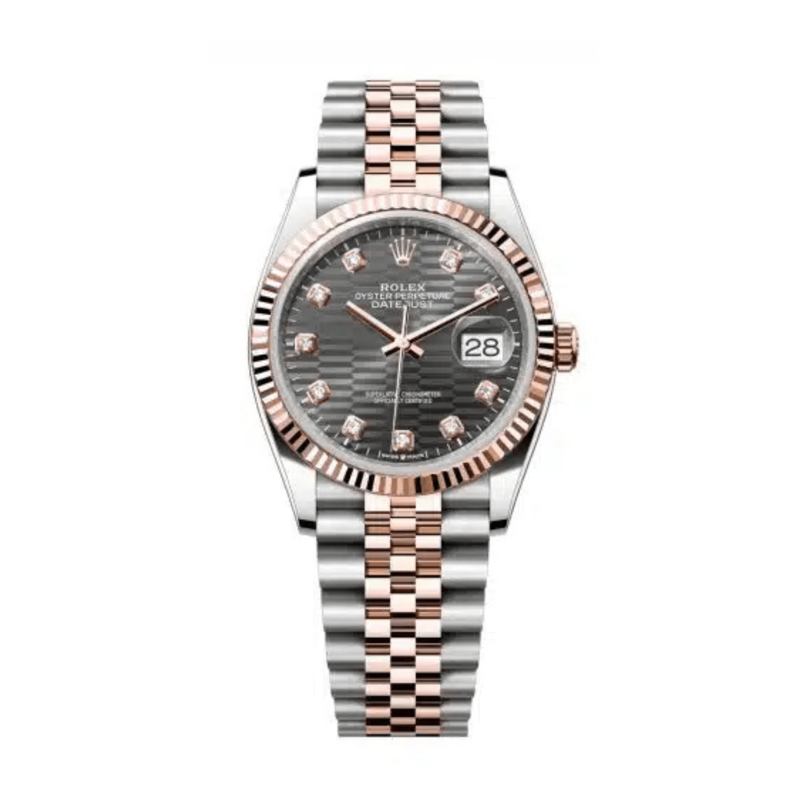 Rolex Datejust 36 126231 Rose Gold Steel Slate Diamond Dial
