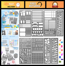 8 Metal Journal Stencils - Reusable Stainless Steel Planner Templates, Icons H