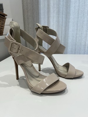 Aldo high heel strappy ankle sandals in nude size UK